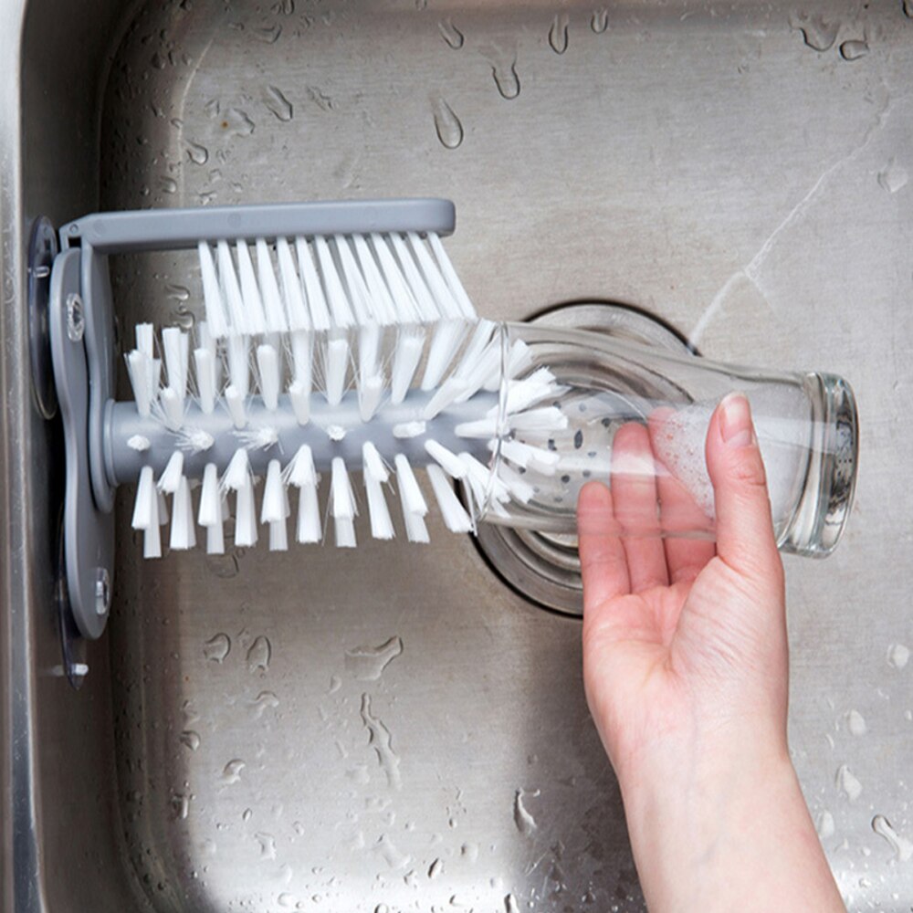 CupScrub Glass Bottles Brush Sink Kitchen Accessories 2 In 1